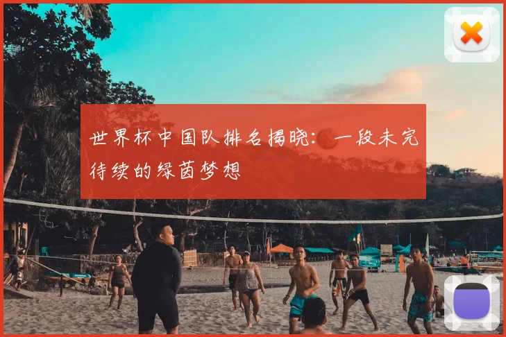 世界杯中国队排名揭晓:一段未完待续的绿茵梦想